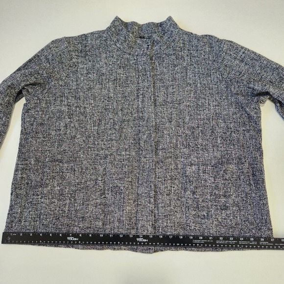 Eileen Fisher 1X Gray Tweed Zip Front Stand Collar Jacket Coat - Picture 8 of 12